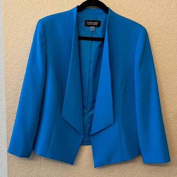 Evan Picone Jackets & Blazers - Black Label by Evan Picone Open Front Blue Suit Jacket Blazer Size 10